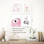 Set of 4 Trendy Pink Wall Art Prints