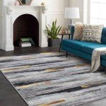 Soft Modern Black and Gold Area Rug 200x200 cm