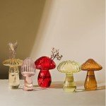 Set of 5 Colorful Mushroom Glass Vases