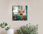 Highland Cow Bathroom Canvas Print Wall Art