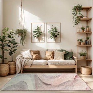 Cinknots Modern Abstract Area Rug - Grey/Pink 200x300cm