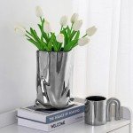 Modern Silver Ceramic Vase for Home Decor