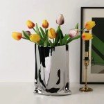 Modern Silver Ceramic Vase for Home Decor