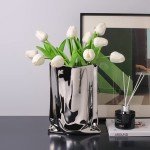 Modern Silver Ceramic Vase for Home Decor