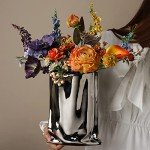 Modern Silver Ceramic Vase for Home Decor