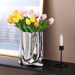 Modern Silver Ceramic Vase for Home Decor