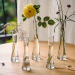 Set of 5 Clear Glass Bud Vases