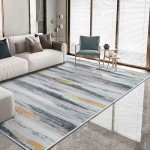 Soft Modern Black and Gold Area Rug 200x200 cm
