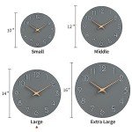 Modern 14-Inch Silent Wood Wall Clock - Gray