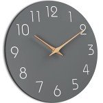 Modern 14-Inch Silent Wood Wall Clock - Gray