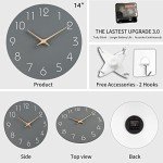 Modern 14-Inch Silent Wood Wall Clock - Gray