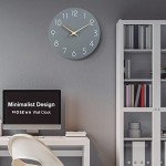 Modern 14-Inch Silent Wood Wall Clock - Gray