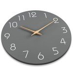 Modern 14-Inch Silent Wood Wall Clock - Gray