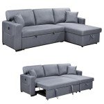 Dark Grey Modular Sofa Bed with USB Charging