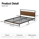 Queen Metal Bed Frame with Headboard and Storage