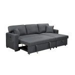 Dark Grey Modular Sofa Bed with USB Charging