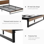 Queen Metal Bed Frame with Headboard and Storage