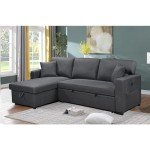 Dark Grey Modular Sofa Bed with USB Charging
