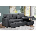 Dark Grey Modular Sofa Bed with USB Charging