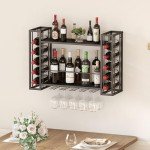 Wall-Mounted Metal Wine Rack and Glass Holder