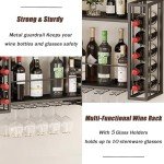 Wall-Mounted Metal Wine Rack and Glass Holder