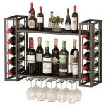 Wall-Mounted Metal Wine Rack and Glass Holder
