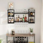 Modern Wall Mounted Wine Rack and Bar Shelves