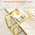 Gold C Shaped End Table Set of 2