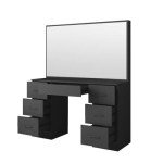 Black Dressing Table with Mirror and Drawer Storage