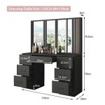 Black Dressing Table with Mirror and Drawer Storage