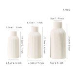 Set of 3 White Ribbed Ceramic Vases