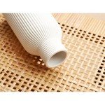 Set of 3 White Ribbed Ceramic Vases