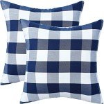 Navy & White Plaid Throw Pillow Covers - 18x18