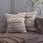 Set of 2 Grey Fur Throw Pillow Covers 18x18