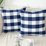 Navy & White Plaid Throw Pillow Covers - 18x18