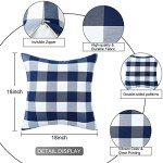 Navy & White Plaid Throw Pillow Covers - 18x18