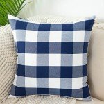 Navy & White Plaid Throw Pillow Covers - 18x18