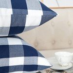 Navy & White Plaid Throw Pillow Covers - 18x18
