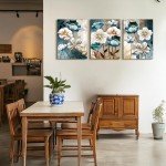3 Piece Lotus Flower Canvas Wall Art Set