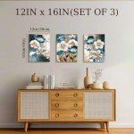 3 Piece Lotus Flower Canvas Wall Art Set