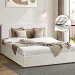 Double Size Gas Lift Storage Bed Frame in White