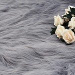 Round Grey Faux Fur Sheepskin Area Rug 60cm