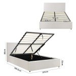 Double Size Gas Lift Storage Bed Frame in White