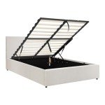 Double Size Gas Lift Storage Bed Frame in White