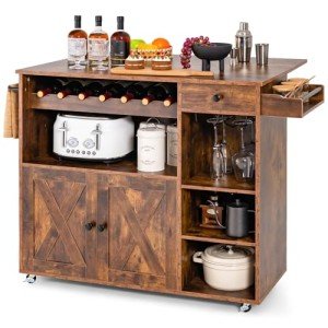 Giantex Mobile Kitchen Island with Drop Leaf