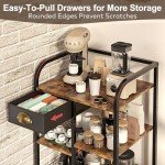 Rustic Mobile Coffee Cart with Storage Drawer