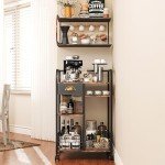 Rustic Mobile Coffee Cart with Storage Drawer