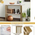 Modern White Faux Marble Console Table with Shelf