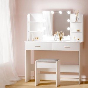 Stylish LED Makeup Vanity Table Set with Stool