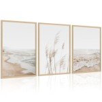 Set of 3 Beach Boho Coastal Canvas Prints